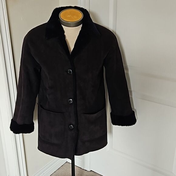 HOST PICK  Togo Women's Faux Suede Button-Down Winter Coat Small Black - Picture 1 of 16